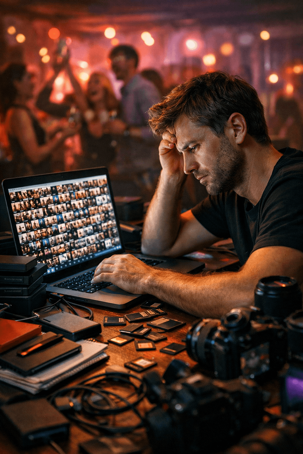 Cobertura fotográfica em evento noturno